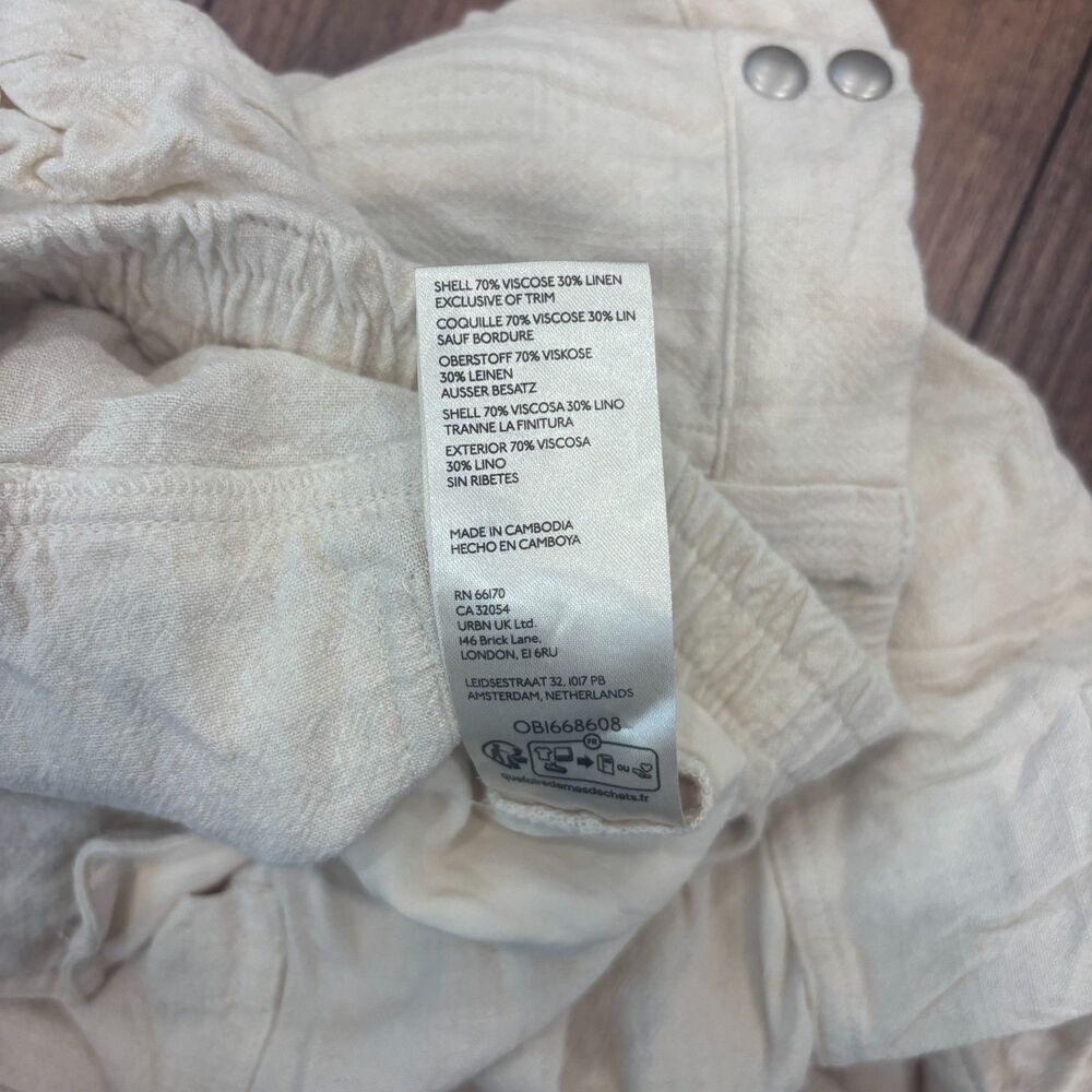 Anthropologie Ivory Cargo Pants Linen Blend Jogger Convertible Cinch Cream Sz M - Picture 5 of 9